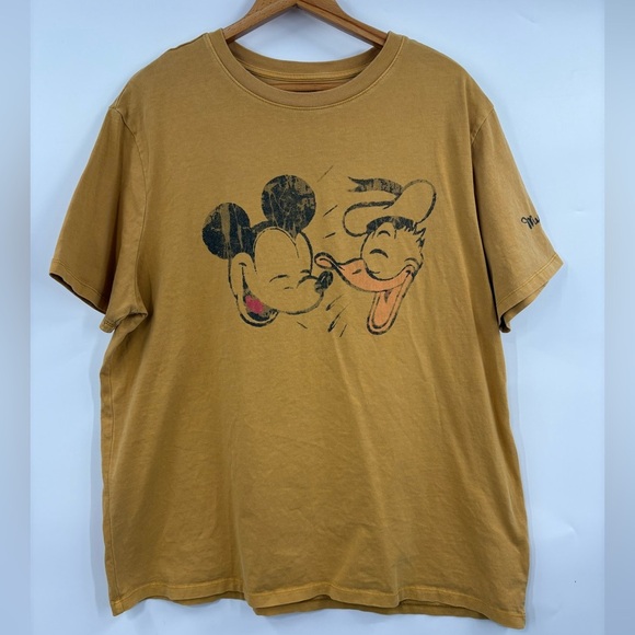 Disney Other - Disney Men's Mustard Graphic Tee Mickey & Donald | Large